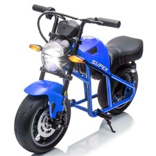 24V Kids Electric Motorcycle w/14in EVA Wheels, 300W Motor for Kids 6 ,Blue