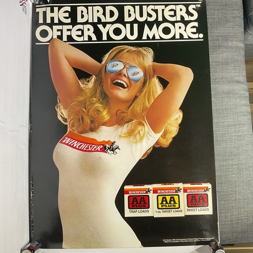 WINCHESTER THE BIRD BUSTERS OFFER YOU MORE SEXY GIRL HUNTING SHOTGUN POSTER 1982