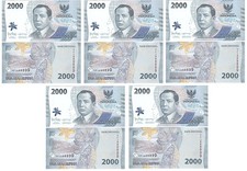 Indonesia - 5 pcs х 2000 Rupiah 2022 (2024) UNC P. W163 Lemberg-Zp