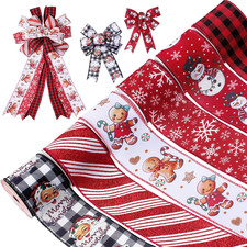 Christmas Ribbon Wired 2.5 Inch,6 Roll 30 Yards Christmas Ribbon