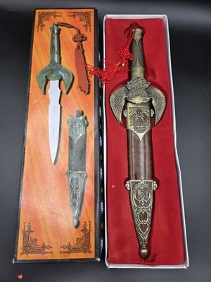 Vintage Ornate Dagger Blade Stainless Steel W/ Sheath Eagle Design Heavy
