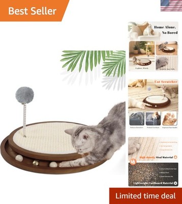 Walnut Color Cat Scratcher with Ball Track for Fun & Exercise - Safe for Cats