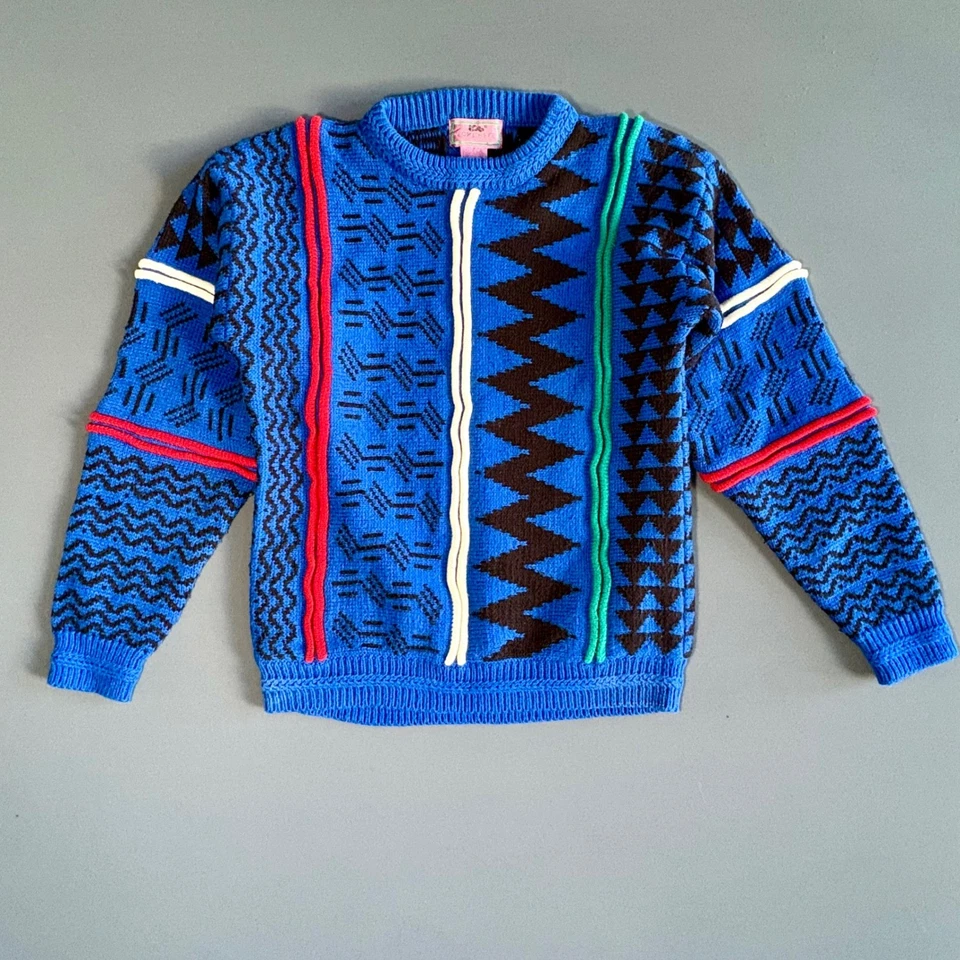 Suéter de hormigón vintage años 80 mediano (se adapta a pequeño) | estilo cosby geométrico retro Foto 2 de 4