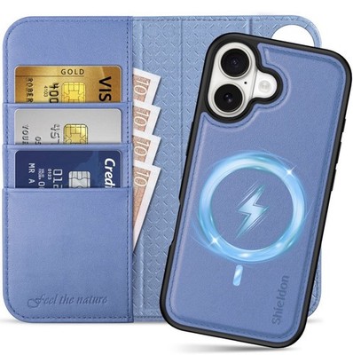 SHIELDON iPhone 17 Wallet Case 6.3  Leather Detachable RFID Wisteria Purple