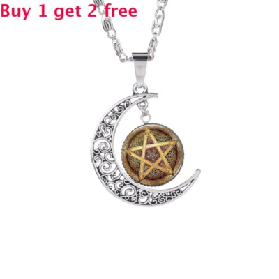 New Crescent Moon Pendant Glass Chain Silver Necklace for Women