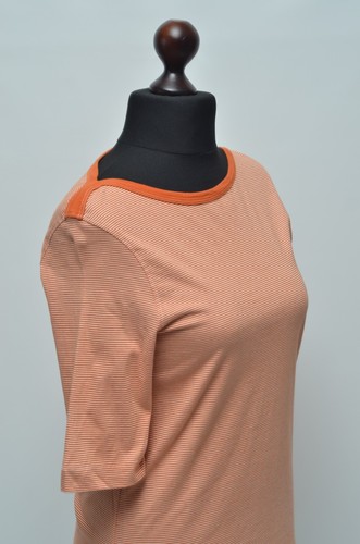 Margaret Howell Women's Orange Cotton Striped Tee Shirt Size S Made in Portugal - Picture 8 of 12
