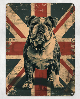British Bulldog Union Jack Metal Poster Wall Sign Man Cave Shed
