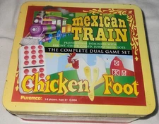 The Complete Dual Game Mexican Train  Chicken Foot Puremco In Metal Tin 2004