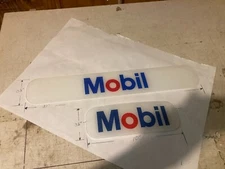 2 Vintage NOS  Mobil Gasoline Curved & FLAT Glass Gas Pump Insert ad TULSA