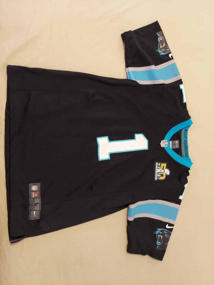Camiseta deportiva para niños Nike Cam Newton L grande negra Carolina Panthers Foto 2 de 4