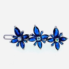 USA FLOWERS Hair Clip Hairpin use Swarovski Crystal Elegant Barrette Nave Blue