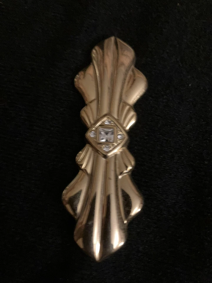 Винтажная брошь на булавке PARK LANE золотистые прозрачные стразы галстук-бабочка 2,5 дюйма - Изображение 3 из 4