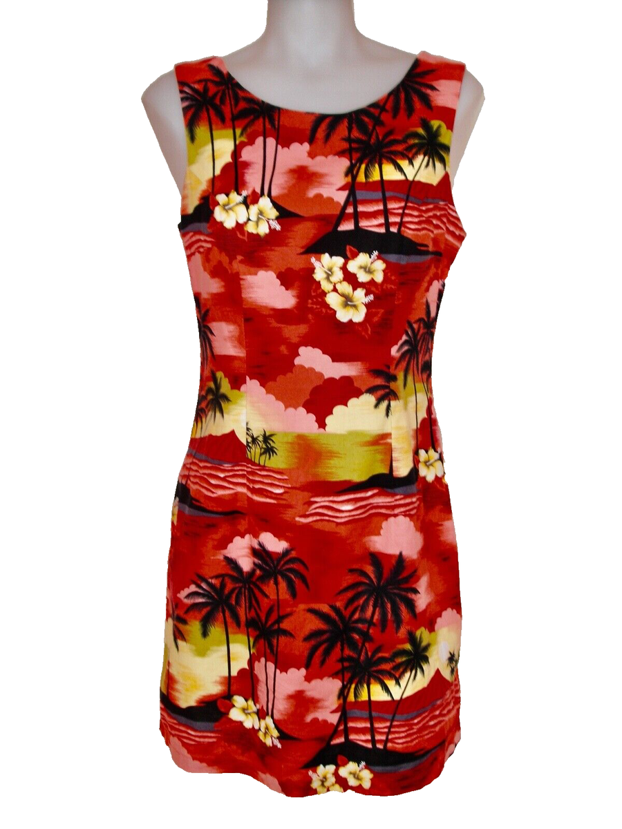 Aloha Republic 100% Cotton Tropical Print Dress Made in Hawaii Sleeveless M  | eBay
