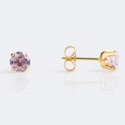STUDEX Sensitive Pink Cubic Zirconia Stud Earrings 5mm | Hypoallergenic and Nick