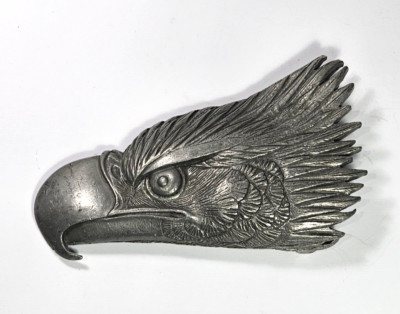 VTG SandyVal 1971 Solid Pewter Eagle Head Belt Buckle  display picture 1