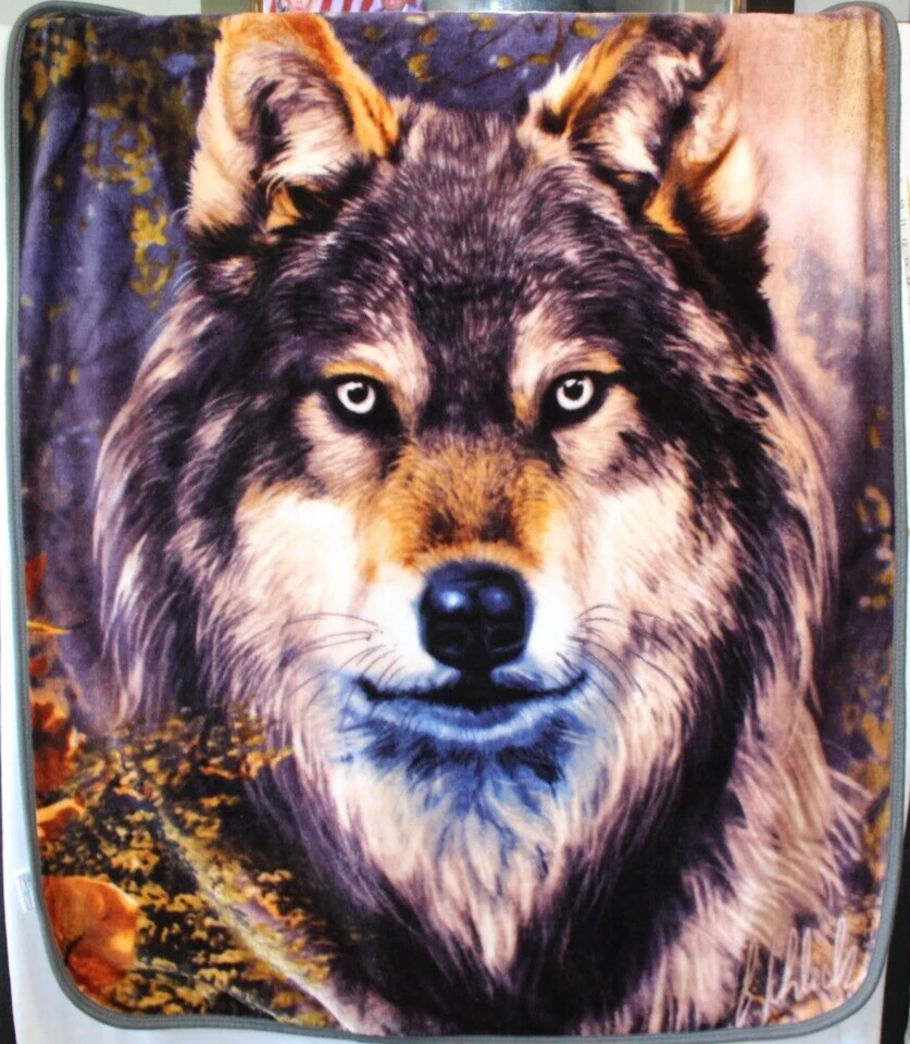 Northwest Wolf Variant 2 Animal Print Reversible Plush Throw Blanket 60”x50” - Image 2 of 4