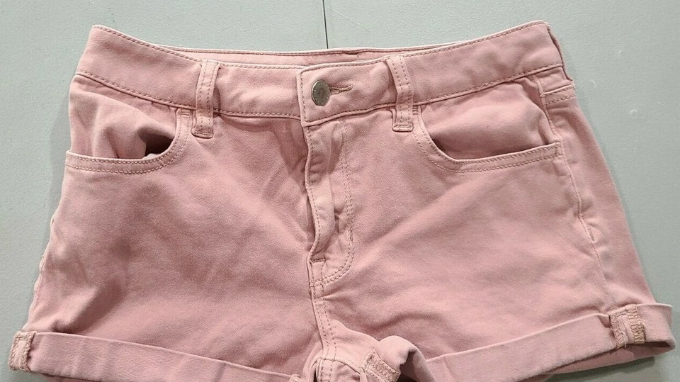 Pantalones Cortos Bullhead Súper Elastizados Juniors Talla 26x1.5 Rosa Frente Plano Puños Foto 3 de 4