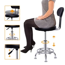 Work Shop Stool Bench Hydraulic Chair Bar Garage Adjustable With Back Footrest