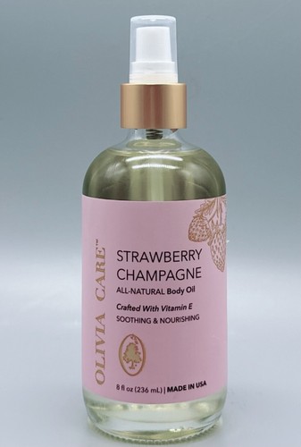 Olivia Care Strawberry Champagne All-Natural Body Oil ~Soothing&Nourishing~ 8 oz