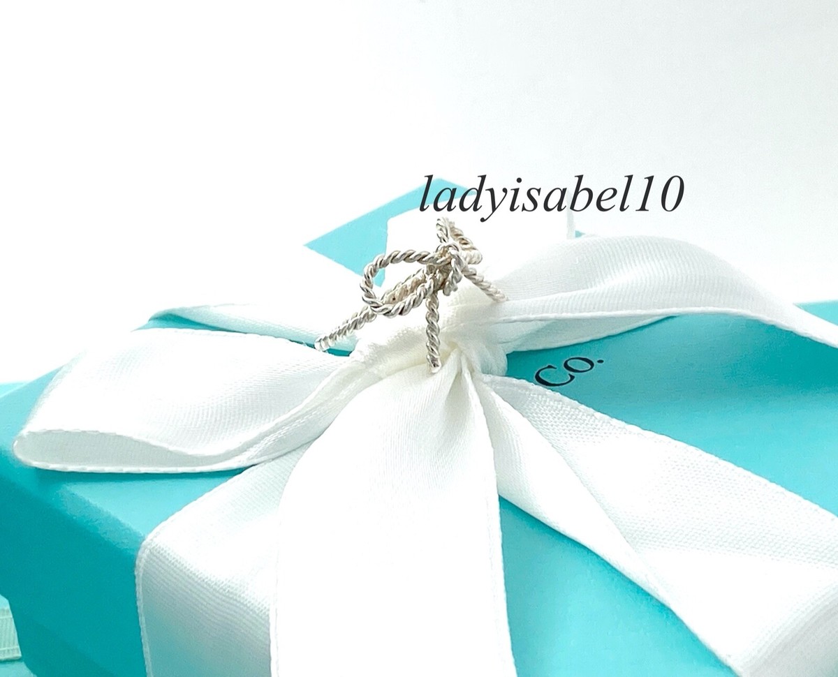 Tiffany & Co. Sz 4.75 Twist Rope Bow Ribbon Band Ring Silver