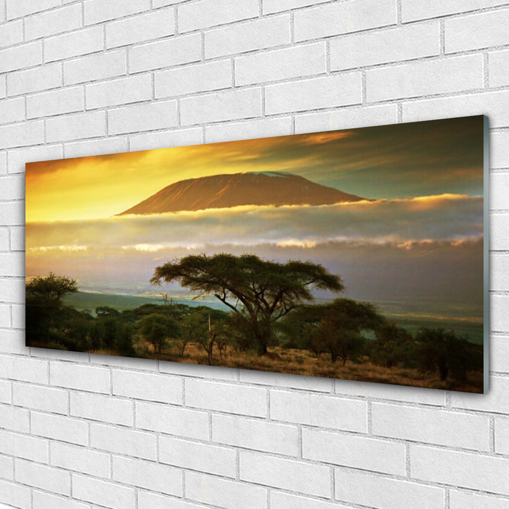 Image sur verre acrylique nature et montagnes pour une décoration de salon zen 125x50
