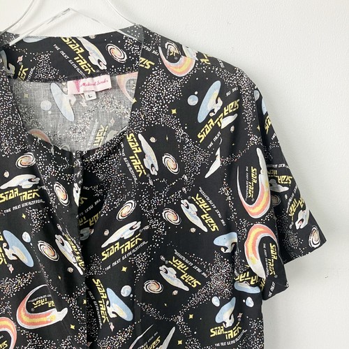 PLS READ Star Trek Scrub Top Unisex Size L Large Pockets Print Pattern Sci Fi TV