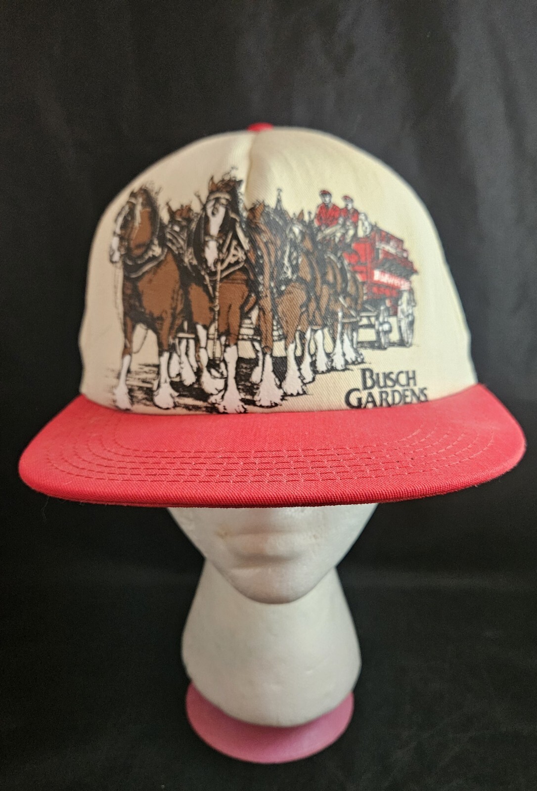 Vintage Clydesdale Budweiser Busch Gardens Snapback Hat Excellent Condition