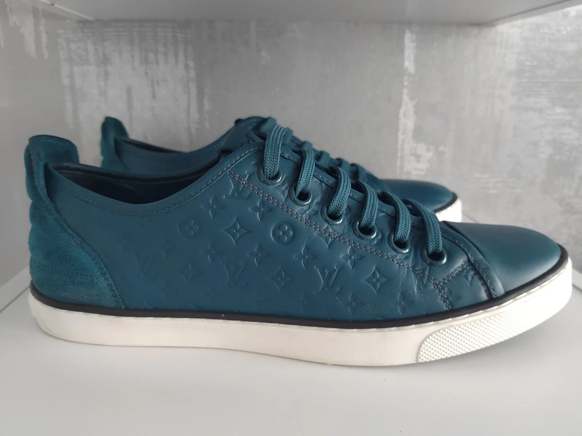 Louis Vuitton Turquoise Leather Monogram Low Top Punchy Sneakers Shoes  Trainers