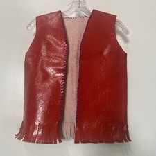 Children  s Red Naugahyde Fabric Vest Handmade-No Tags-Read For Measurements