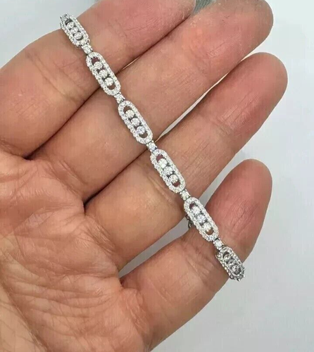 5Ct Round Cut Lab Created Diamond Women's Tennis Bracelet 14K White Gold Plated - Picture 5 of 8