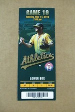 OAKLAND ATHLETICS VS RANGERS 5/14/2013 FULL TICKET ~ MITCH MORELAND (2 HRs)