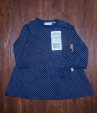 NWT JoJo Maman Bebe Navy Fuchsia Polka Dot Classic Girls Dress Size 3-6M