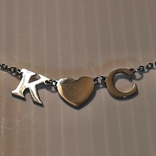 Personalized Custom Initials Letters Couples Name Necklace / Heart charm D  T 