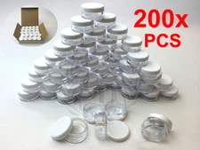 200Pcs 5g White Clear Cosmetic Empty Jar Pot Eyeshadow Makeup Cream Lip Balm 5ml