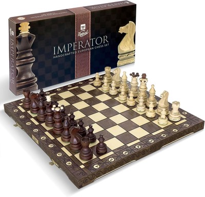 Luxury 21-Inch Wooden Chess Set with Exquisite Design - For All Skill Levels