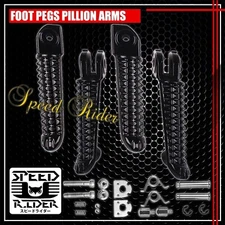 BLACK FRONT+REAR FOOT PEGS FOOTREST RIDER DRIVER SET FOR YAMAHA YZF-R1 YZF-R6