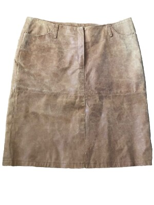 Vera Moda Womens Leather Skirt Knee Length Brown Pencil Size XL X Large