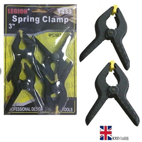4 x PLASTIC SPRING GRIP CLAMPS 3" Quick Grip Craft Wood Work Clamp GEM