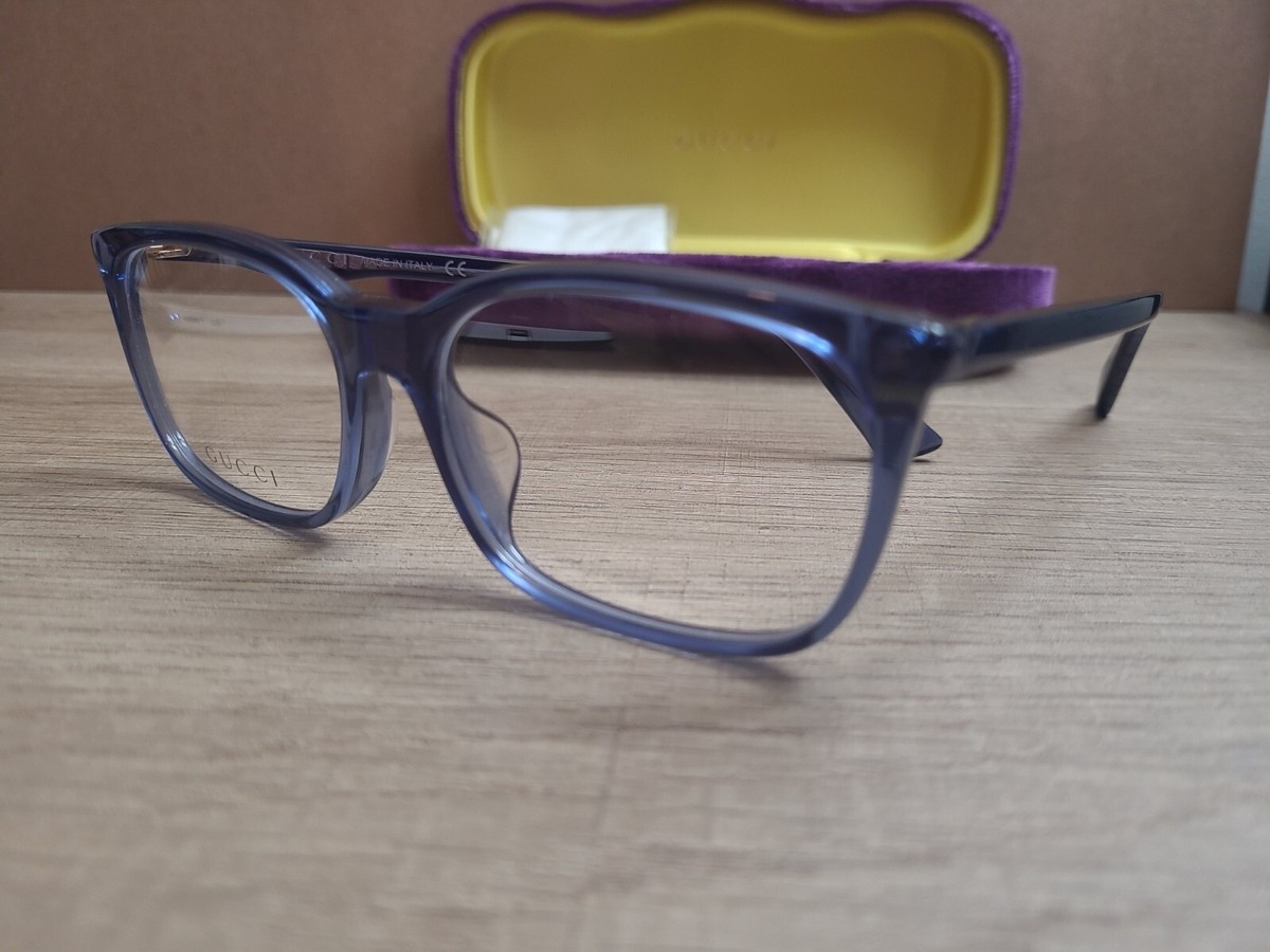 Gucci Unisex Optical GG0333OA 003 Blue 55mm Clear Demo Lens 