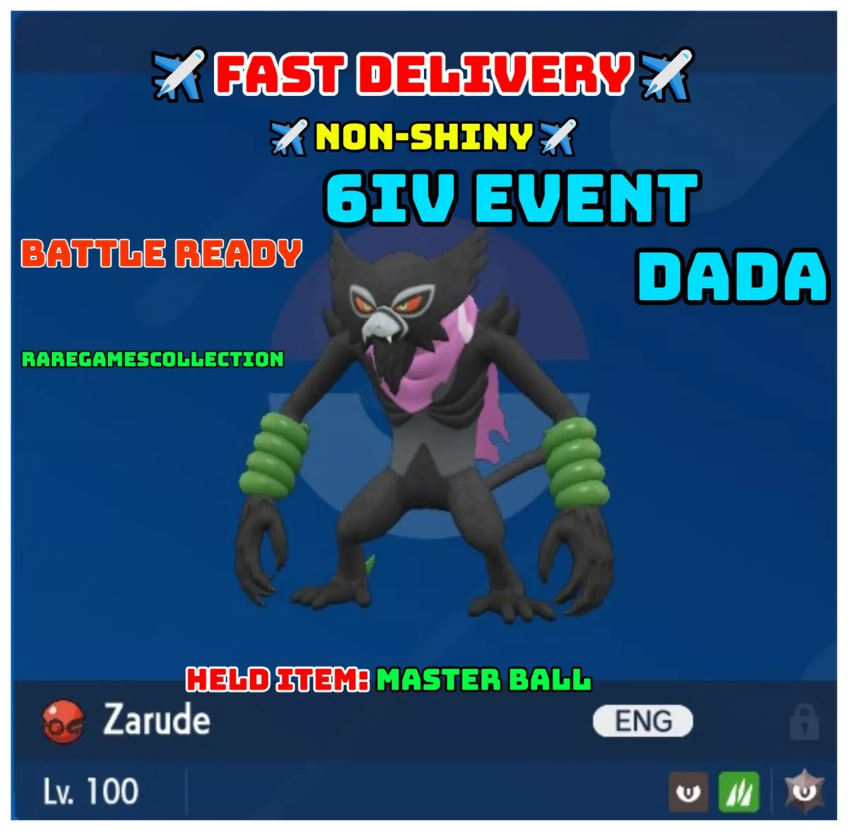 6IV Zarude Dada Event Pokemon Scarlet and Violet