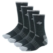 NWT COLUMBIA Size 6-12 4-Pairs Black Marl Cotton Blend Heavyweight Boot Socks