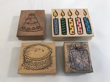 Birthday Cake Present Candles Theme Stamps Lot of 4 HD27
