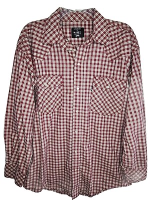 Lakin McKey Trading Co. by Key Men's Red Plaid Long Sleeve Pearl Snap Shirt L