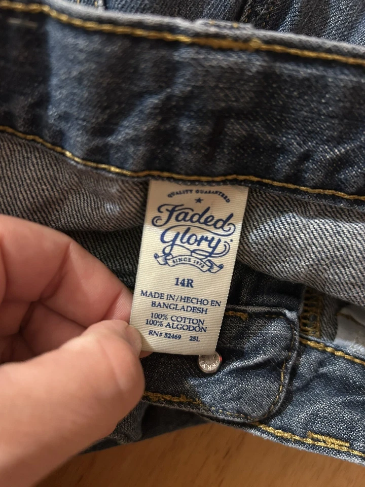 Jeans Faded Glory-Boy’s Talla 14R-Cintura Ajustable-Azul Foto 3 de 3