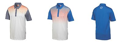 PUMA Golf Jr Collection Children Youth Kids Golf GLITCH Polo Shirt Blue Orange 