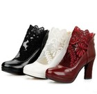 Women's Lace Pumps Shoes Mesh Ankle Boots Flower Heels Wedding Platform Fashion
