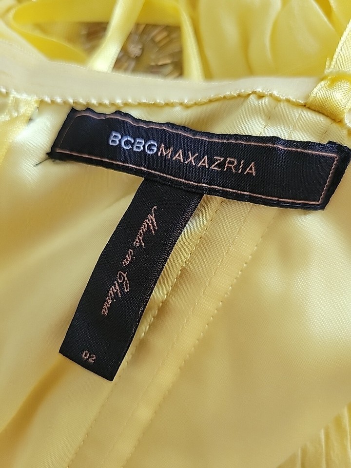 BCBG Yellow Chiffon Silk Full Length Formal Prom Dress Bridesmaid Dress