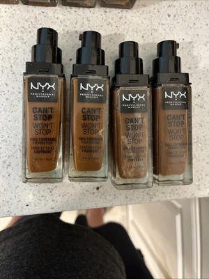 16 NYX Cocoa Can't Won't Stop 24HR Full Coverage Foundation 1 Oz NEW No Lids