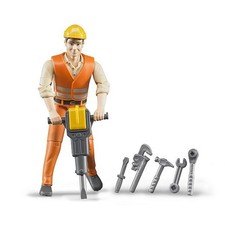 1/16 Bruder Construction Worker With Jack Ham...