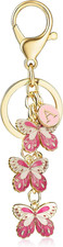 Initial Letter Keychains for Women Pink Butterfly Keychain Cute Bag Charms ...
